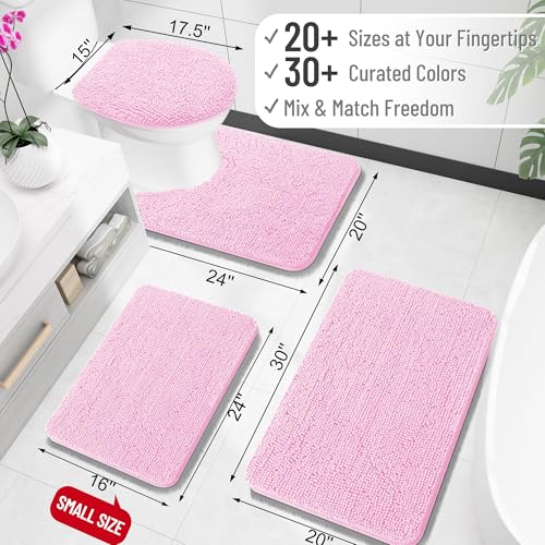 OLANLY Toilet Rugs U-Shaped 20x20, Soft Absorbent Chenille Contour Rugs - color: Pink, size: 20" X 20" Contour Rug