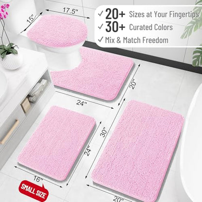 OLANLY Toilet Rugs U-Shaped 20x20, Soft Absorbent Chenille Contour Rugs - color: Pink, size: 20" X 20" Contour Rug