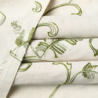 VOGOL Green Vine Embroidered Tie-Up Curtain Shade, 42 x 63 Inches - color: Green, size: 42"W x 63"L (Pack of 1)