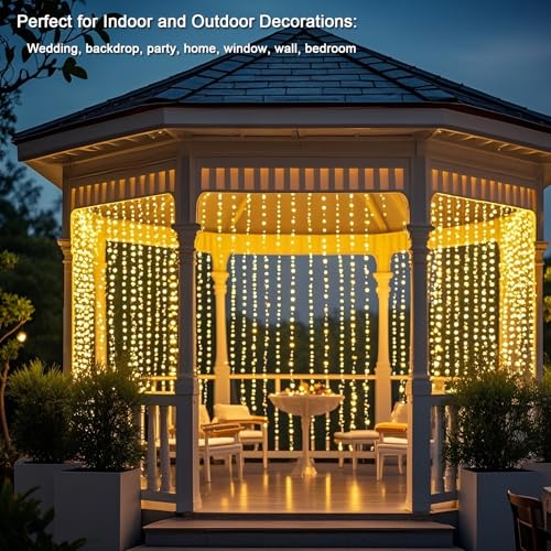 Vigdur Led Curtain String Lights, 8FT 210 Warm LEDs Christmas Fairy Lights - color: 1 Pack