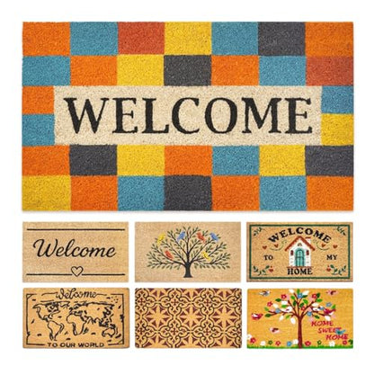 Coir Door Mats Outdoor and Indoor, Modern Welcome, 16 x 27,5 in - color: Modern Welcome