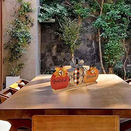 esur Fall Decorations for Home, Rustic Fall Tabletop Counter Decor, Thanksgiving Decor Gifts - Thankful Grateful Blessed