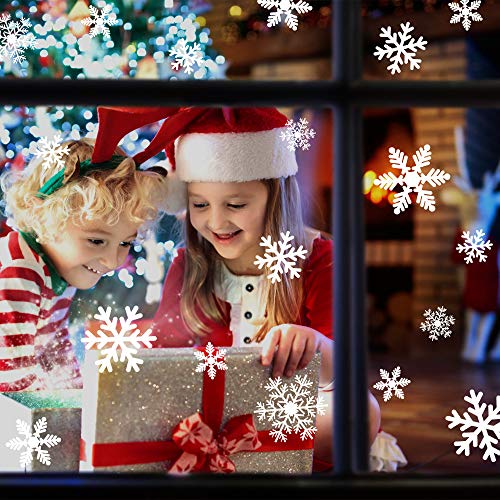 LUDILO 135Pcs Christmas Decorations Window Clings Snowflakes Window Decals - color: White