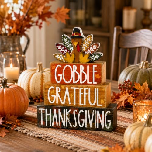 4Pcs Fall Table Decoration Thanksgiving Wooden Turkey Sign - style: Turkey