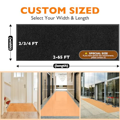 koloko 2ft x 8ft Durable Dirt Trapper Front Door Mat Outside Entrance - color: Black Pebble, size: 2 FT x 8 FT