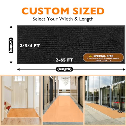 koloko 2ft x 20ft Durable Dirt Trapper Front Door Mat Outside Entrance - color: Black Pebble, size: 2 FT x 20 FT