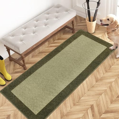 PURRUGS Hallway Runner Rug, 24" x 60", Budding Green & Sage Green - color: Budding Green & Sage Green, size: 24" X 60"