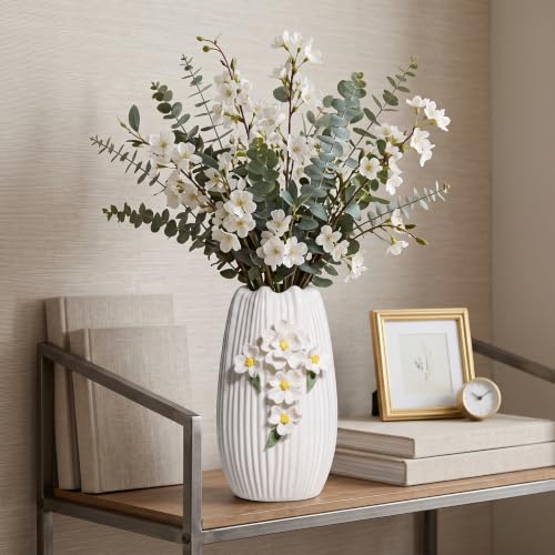White Vase, Modern Ceramic Vases for Centerpieces,9 Inch - color: White and Yellow, size: 9 inch