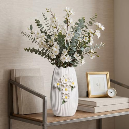 White Vase, Modern Ceramic Vases for Centerpieces,9 Inch - color: White and Yellow, size: 9 inch