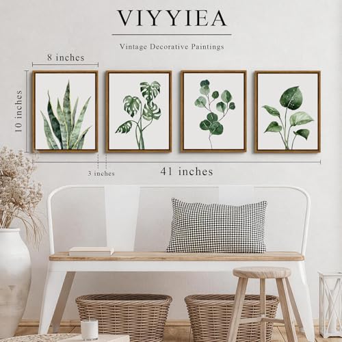VIYYIEA Sage Green Botanical Wall Art Set of 4, Watercolor Painting, 8 x 10 - color: Greenery Collection, size: 10"L x 8"W
