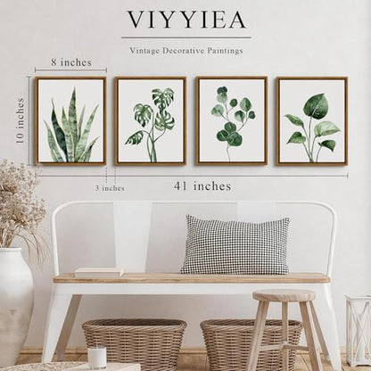 VIYYIEA Sage Green Botanical Wall Art Set of 4, Watercolor Painting, 8 x 10 - color: Greenery Collection, size: 10"L x 8"W