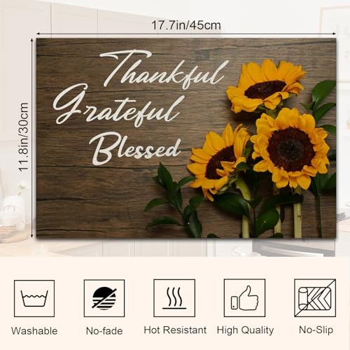 Sunflower Placemats Set of 4 Thankful Grateful Blessed Religious Sunflower Placemats Resistant Place Mats Kitchen Decor Dining Decoration for Party, Sunflower Kitchen Decor - style: Sunflower 1
