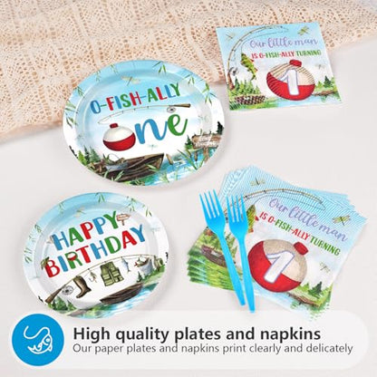 Grencian 96Pcs Ofishally One Birthday Party Decoration for Boys,Serve 24 - style: Ofishally 1st Kit