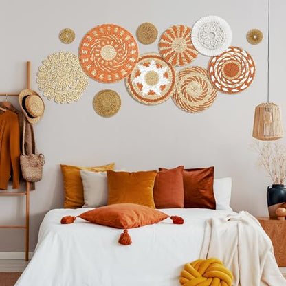 Tatuo 11 Pcs Boho Wall Basket Decor Woven Wall Hanging Art, Delicate - style: Delicate