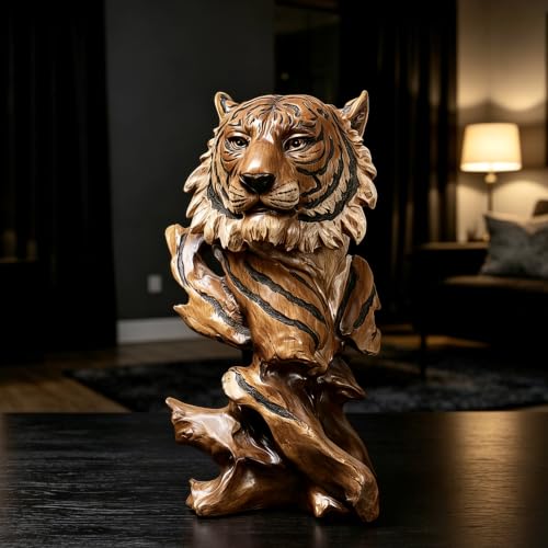 FUNSXBUG 10.8 Inch Resin Tiger Statue Sculpture Animal Collectible Figurine Gift Idea Home Desktop Decoration