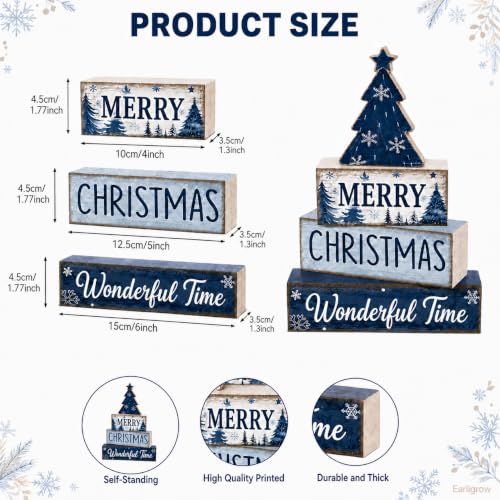 Christmas Table Decorations Wooden Blue Xmas Tree Tiered Tray Decor - style: Blue Tree