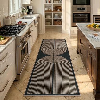 Lahome Rainbow Entryway Runner Rug, 2x6 Washable Easy Jute Kitchen Rugs - color: Dark Grey/Charcoal Black, size: 2' x 6' (Runner)