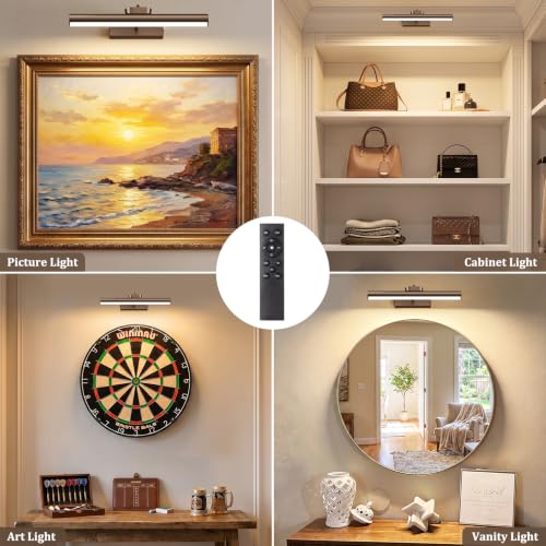 Picture Light for Wall, 4000mAh,13.8 Inch, 2 Pack, Brown - color: Brown