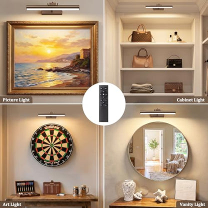 Picture Light for Wall, 4000mAh,13.8 Inch, 2 Pack, Brown - color: Brown