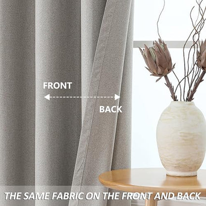 THOOO 100% Blackout Curtains Natural Linen Textured Blackout Curtains 63 Inch Length for Bedroom Living Room Nursery, Farmhouse Thermal Insulated Grommet Curtains Room Darkening 2 Panels,Linen - color: Linen, size: 52"W x 63"L (Pack of 2)