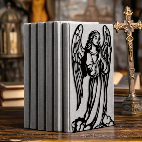 Peacoblue 5.3"x4.3"x7.9" Metal Bookends, Heavy Duty Book Ends for Shelves - style: Angel
