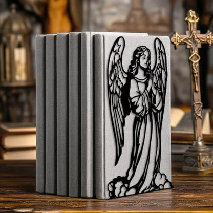 Peacoblue 5.3"x4.3"x7.9" Metal Bookends, Heavy Duty Book Ends for Shelves - style: Angel