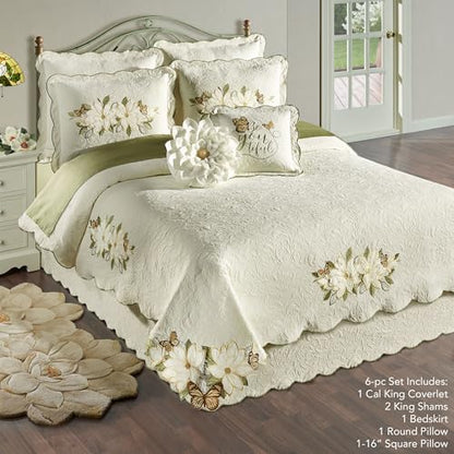 Sweetbay Garden Luxury Ivory Matelasse Bedding, California King, 6 Pc Set - size: 6 Piece Cal King Coverlet Set