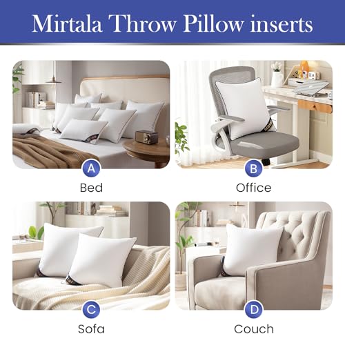 Mirtala 20"x20" Pillow Inserts Set of 2 with 100% Cotton Cover Decorative Square Throw 20" Pillows Living Room, Sofa, Couch, and Bed-White - size: 20 x 20 Inch