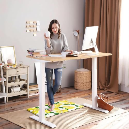MAYHMYO Lemon Kitchen Decor Mat Set, 2PC Kitchen Mats, Anti Fatigue - color: White Lemon