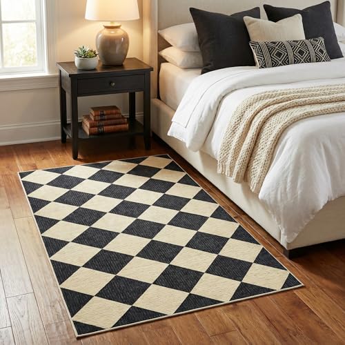 GarveeHome 3x5 Checkered Area Rug Non Slip Washable Entryway Bedroom Rug - color: Dark/Coffee, size: 3' x 5' (Rectangular)