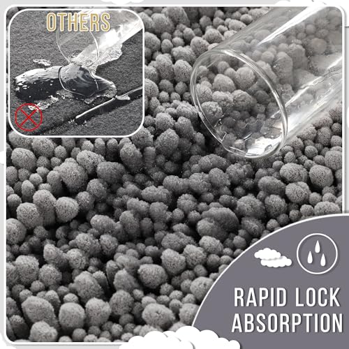 Yimobra Bathroom Rugs Sets 2 Piece, Super Absorbent Bath Mat Set, Grey - color: Grey, size: 32''x20''+24''x17''