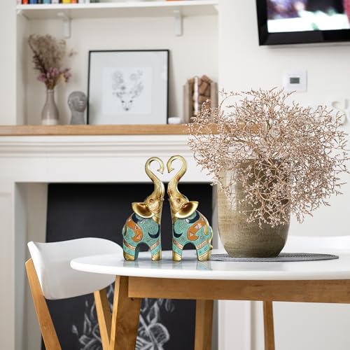 Good Luck Elephant Decor for Home, Small Elephant Figurines and Statues (2 Pcs Medium) - size: 9