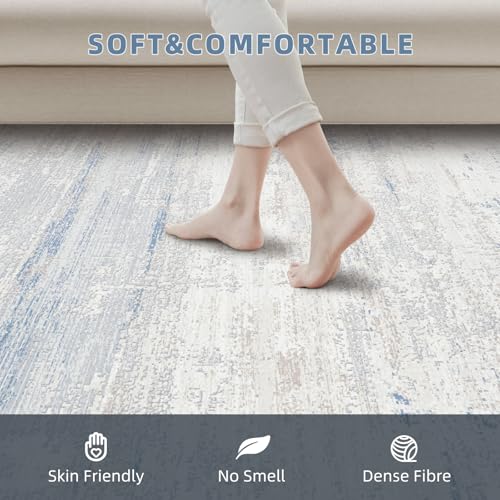 Washable Rugs 6x9 Area Rugs for Living Room,Bedroom,Dining Room,Kids Room - color: Blue-griege-brown-beige-white, size: 6' x 9' (Rectangular)