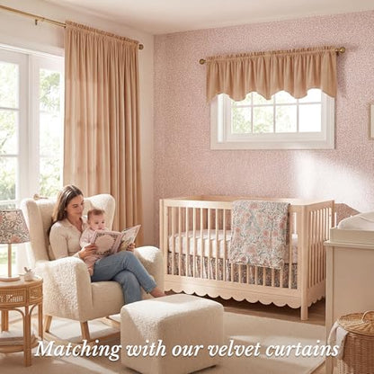 StangH Blush Beige Velvet Window Valance 52x18 Inch, 1 Panel - color: Blush Beige, size: 52"W x 18"L (Pack of 1)