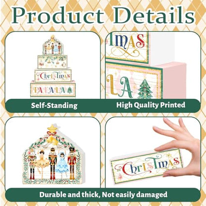 Britimes Tiered Tray Decor Set, 4 Pack, Wooden Table Sign, Nutcracker - style: Christmas Nutcracker