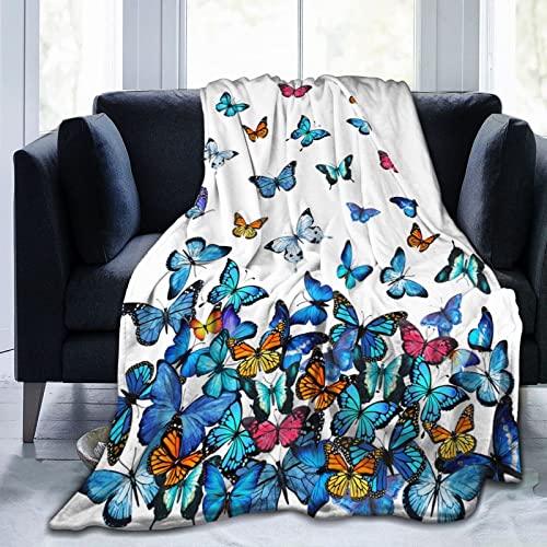 Blue Butterfly Blanket Ultra Soft Butterfly Throw Blanket Lightweight Cozy Blankets for Bed Couch Sofa 60"X50" - color: Butterfly 2, size: 60"x50"