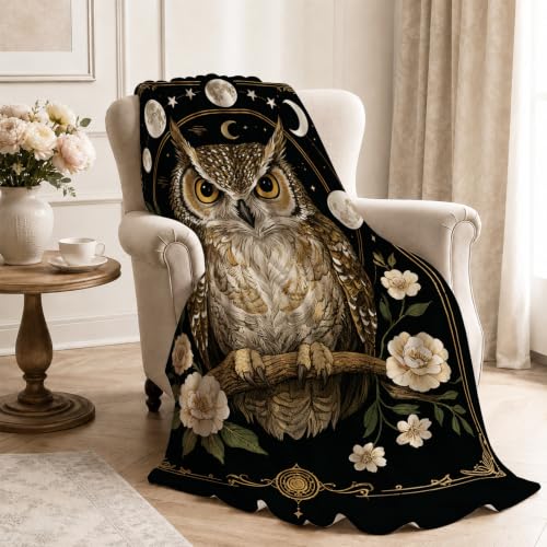 Owl Blanket Owl Gifts for Women Girls Lightweight Throw Blanket Soft Flannel Cozy Fleece Fuzzy Plush Warm Bedding Stuff for Kids Adults 50 x 60 Inch - color: Owl, size: 60"x50"