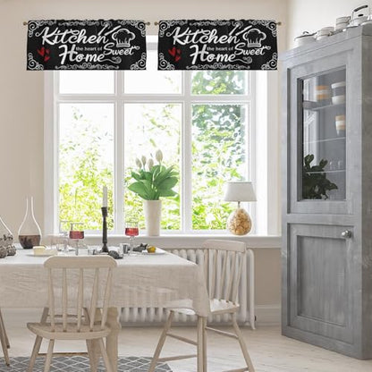 Emvency Valances for Windows, 2 Pack, 52x18 Inch, Farmhouse Heart - color: Sweet Home Black, size: 52"W x 18"L (Pack of 2)