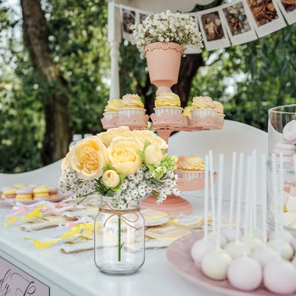 XunYee 10 Set Mason Jars for Centerpieces,Champagne,Peony, Gypsophila - color: Champagne, size: Peony, Gypsophila