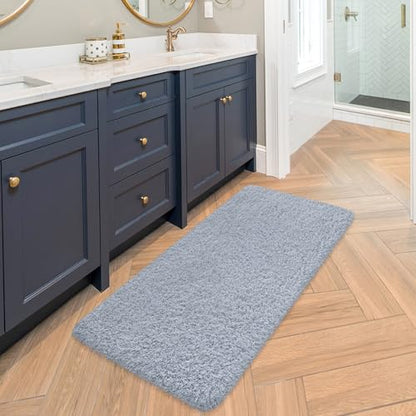 Bathroom Runner Rug 48"x24", Non Slip Long Bath Mat, Blue Grey - color: Blue Grey, size: 48" x 24" (Rectangular)