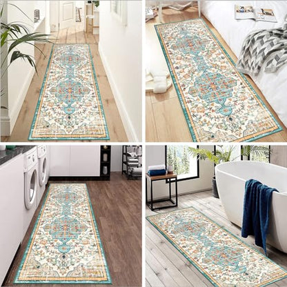 Pauwer Hallway Runner Rug 2x6, Washable Boho Kitchen Runner, Blue Multi - color: Blue Multi, size: 2' x 6' (Runner)