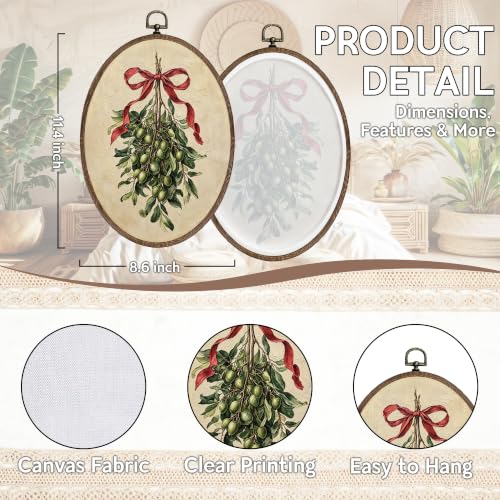 FLAWAFLOMA Christmas Mistletoe Oval Canvas Wall Art Decor 8.6x11.4 Inch - color: Christmas-21