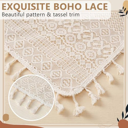 2 Panels Light Beige Boho Sheer Curtains 59" W x 84" L