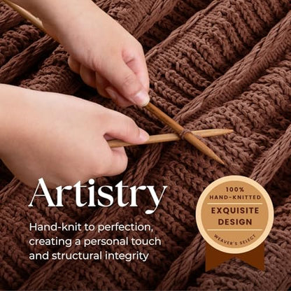 Boho Knitted Chenille Blanket with Tassels - Lightweight & Soft All-Season Throw - 3D Classic Pattern for Living Room Bedroom Couch, Copper Brown, Throw 50"x60" - color: Copper Brown, size: Throw