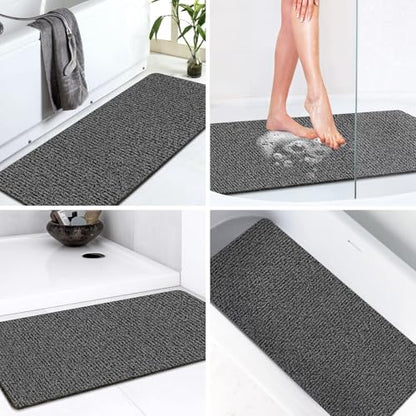 LuxStep Shower Mat Bathtub Mat,Non-Slip Bath Mat with Drain, Quick Drying - color: Black, size: 36" x 16" (Rectangular)