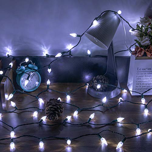 AWQ 200LED 66FT C6 Christmas String Lights Plug in Fairy Twinkle Multicolor - color: White