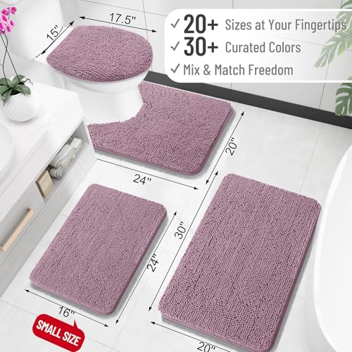 OLANLY Toilet Rugs U-Shaped 20x20, Soft Absorbent Chenille Contour Rugs - color: Deep Plum, size: 20" X 20" Contour Rug