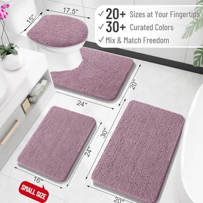 OLANLY Toilet Rugs U-Shaped 20x20, Soft Absorbent Chenille Contour Rugs - color: Deep Plum, size: 20" X 20" Contour Rug