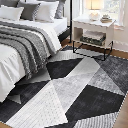 Yinhua Geometric Washable Rugs 3x5 Modern Living Room Rug Washable, Grey - color: Grey, size: 3 x 5 ft