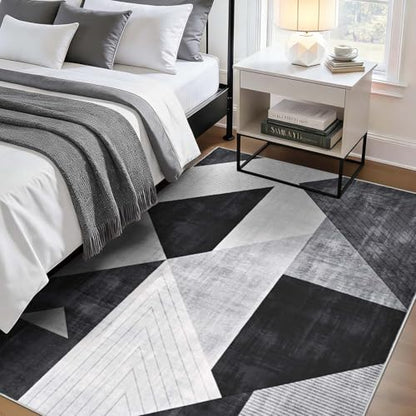 Yinhua Geometric Washable Rugs 3x5 Modern Living Room Rug Washable, Grey - color: Grey, size: 3 x 5 ft